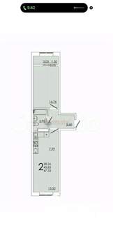 2-к квартира, вторичка, 47м2, 21/25 этаж