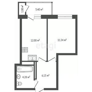1-к квартира, вторичка, 41м2, 12/24 этаж