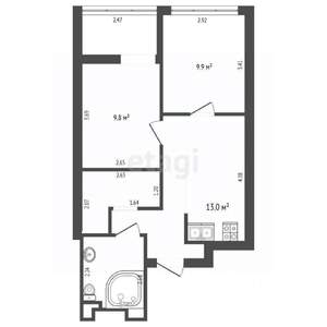 2-к квартира, вторичка, 50м2, 24/30 этаж