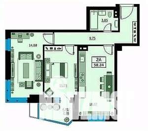 2-к квартира, вторичка, 58м2, 9/24 этаж