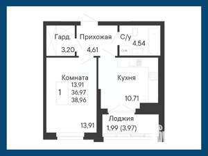 1-к квартира, вторичка, 39м2, 3/8 этаж