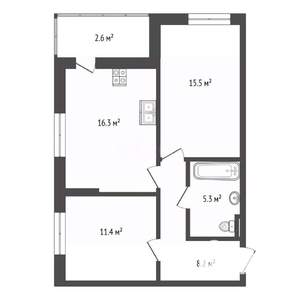 2-к квартира, вторичка, 60м2, 4/18 этаж