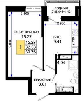 1-к квартира, вторичка, 34м2, 19/25 этаж