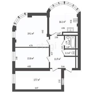 3-к квартира, вторичка, 84м2, 1/16 этаж