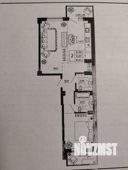 2-к квартира, вторичка, 65м2, 14/24 этаж