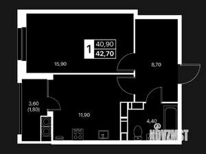 1-к квартира, вторичка, 43м2, 20/20 этаж