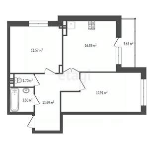 2-к квартира, вторичка, 63м2, 10/24 этаж