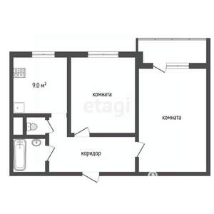 2-к квартира, вторичка, 55м2, 6/10 этаж