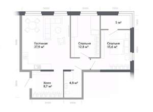 3-к квартира, вторичка, 75м2, 20/23 этаж