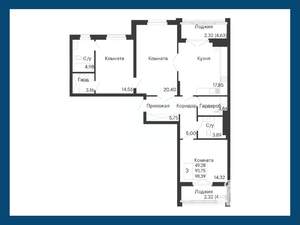3-к квартира, вторичка, 98м2, 7/8 этаж