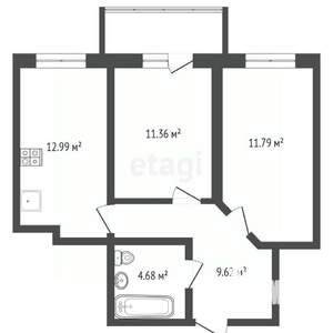 2-к квартира, вторичка, 51м2, 1/31 этаж