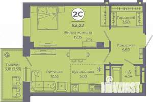 2-к квартира, вторичка, 52м2, 24/24 этаж