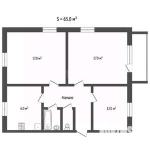 3-к квартира, вторичка, 65м2, 2/2 этаж