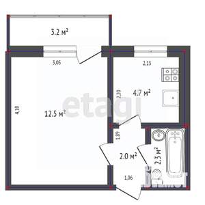 1-к квартира, вторичка, 22м2, 4/10 этаж
