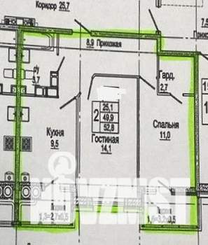 2-к квартира, вторичка, 53м2, 17/22 этаж