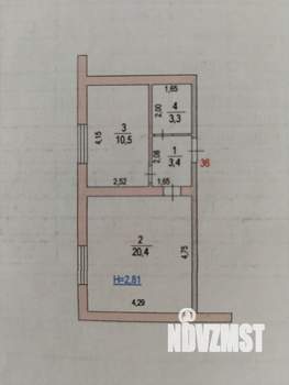 1-к квартира, вторичка, 38м2, 4/5 этаж