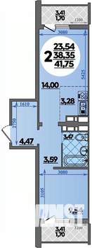 2-к квартира, вторичка, 42м2, 10/17 этаж