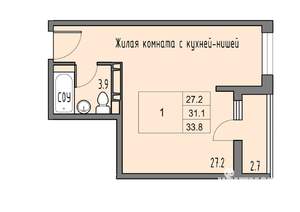 1-к квартира, вторичка, 32м2, 5/16 этаж