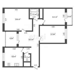 3-к квартира, вторичка, 73м2, 10/10 этаж