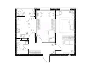 2-к квартира, вторичка, 55м2, 6/25 этаж