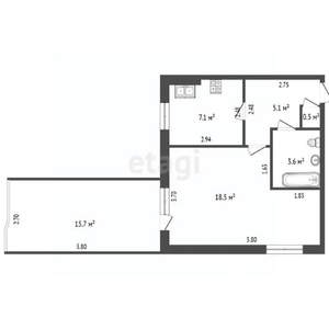 1-к квартира, вторичка, 35м2, 8/9 этаж