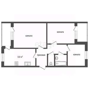 3-к квартира, вторичка, 65м2, 4/5 этаж