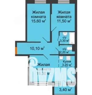 2-к квартира, вторичка, 65м2, 6/9 этаж