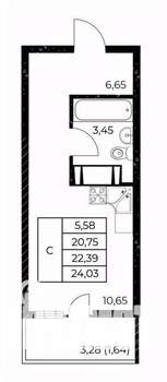 Студия квартира, вторичка, 24м2, 16/25 этаж