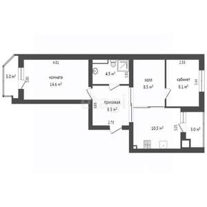2-к квартира, вторичка, 60м2, 17/23 этаж