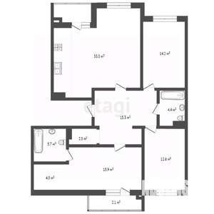 3-к квартира, вторичка, 108м2, 19/24 этаж