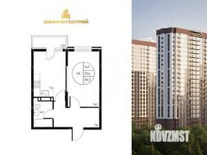 1-к квартира, вторичка, 38м2, 6/25 этаж