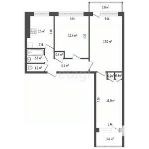 3-к квартира, вторичка, 60м2, 9/9 этаж