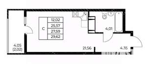 Студия квартира, вторичка, 30м2, 21/25 этаж