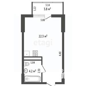 Студия квартира, вторичка, 27м2, 3/24 этаж