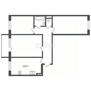 3-к квартира, вторичка, 61м2, 3/5 этаж