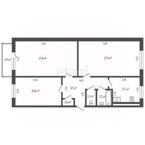 3-к квартира, вторичка, 58м2, 3/5 этаж