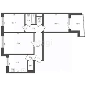 3-к квартира, вторичка, 64м2, 4/9 этаж