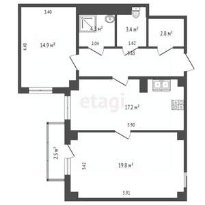 2-к квартира, вторичка, 75м2, 4/16 этаж