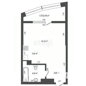 Студия квартира, вторичка, 41м2, 13/26 этаж
