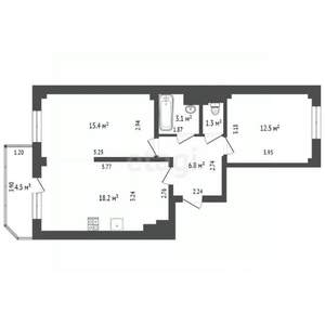 1-к квартира, вторичка, 59м2, 3/8 этаж