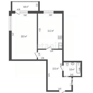 1-к квартира, вторичка, 52м2, 2/14 этаж