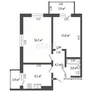 2-к квартира, вторичка, 44м2, 4/6 этаж