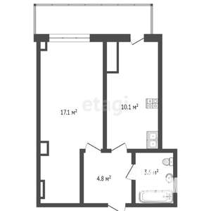 1-к квартира, вторичка, 34м2, 12/19 этаж