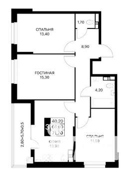 3-к квартира, вторичка, 72м2, 12/12 этаж