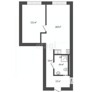 1-к квартира, вторичка, 42м2, 8/23 этаж