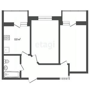 2-к квартира, вторичка, 50м2, 12/23 этаж