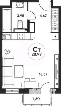 Студия квартира, вторичка, 29м2, 15/25 этаж