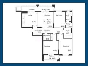 4-к квартира, вторичка, 127м2, 5/8 этаж