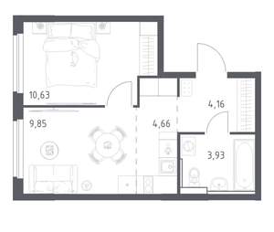 1-к квартира, вторичка, 33м2, 17/17 этаж