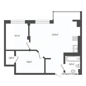 2-к квартира, вторичка, 57м2, 3/8 этаж